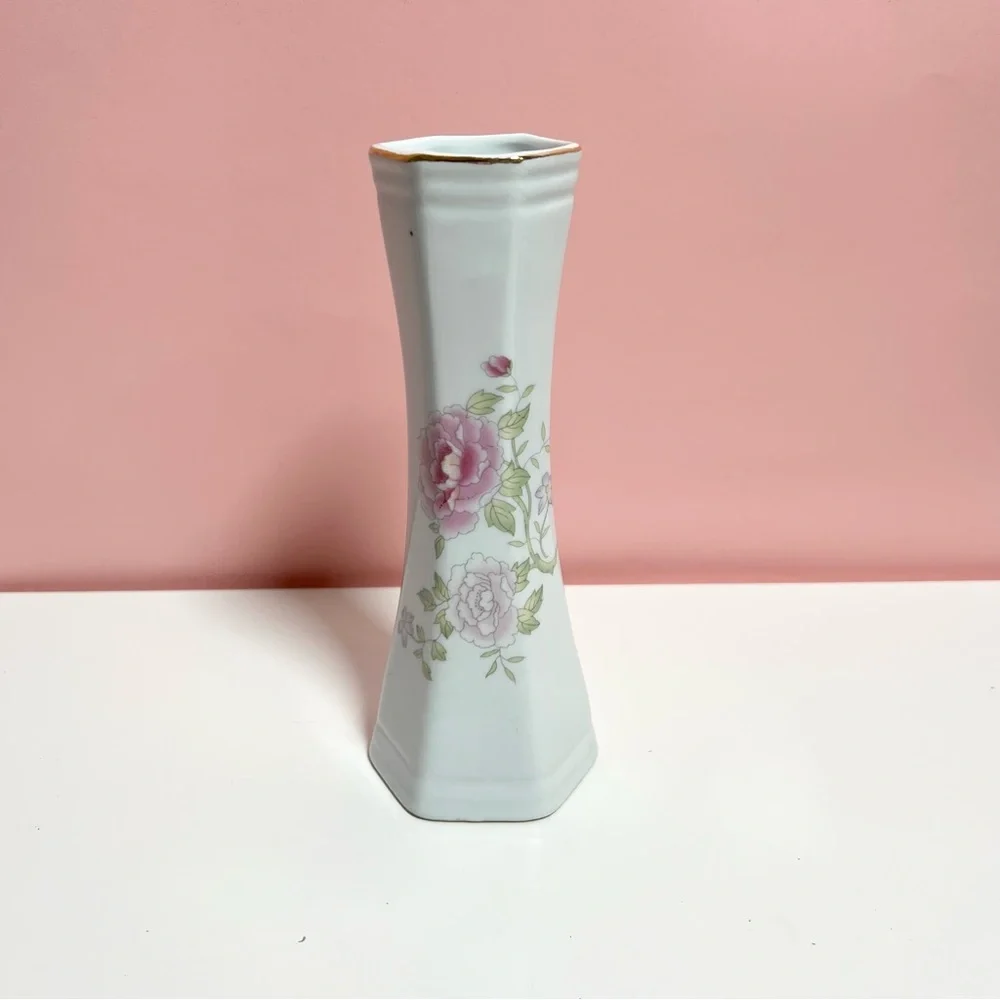 Vintage floral rose retro art deco small vase - Picture 1 of 7